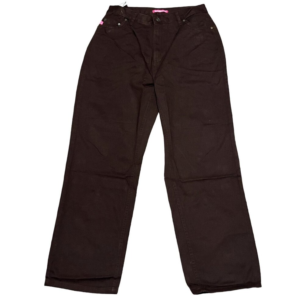 Woman Within NWOT Perfect Relaxed Cotton Jean Sz 12 Wide Brown - Picture 3 of 16